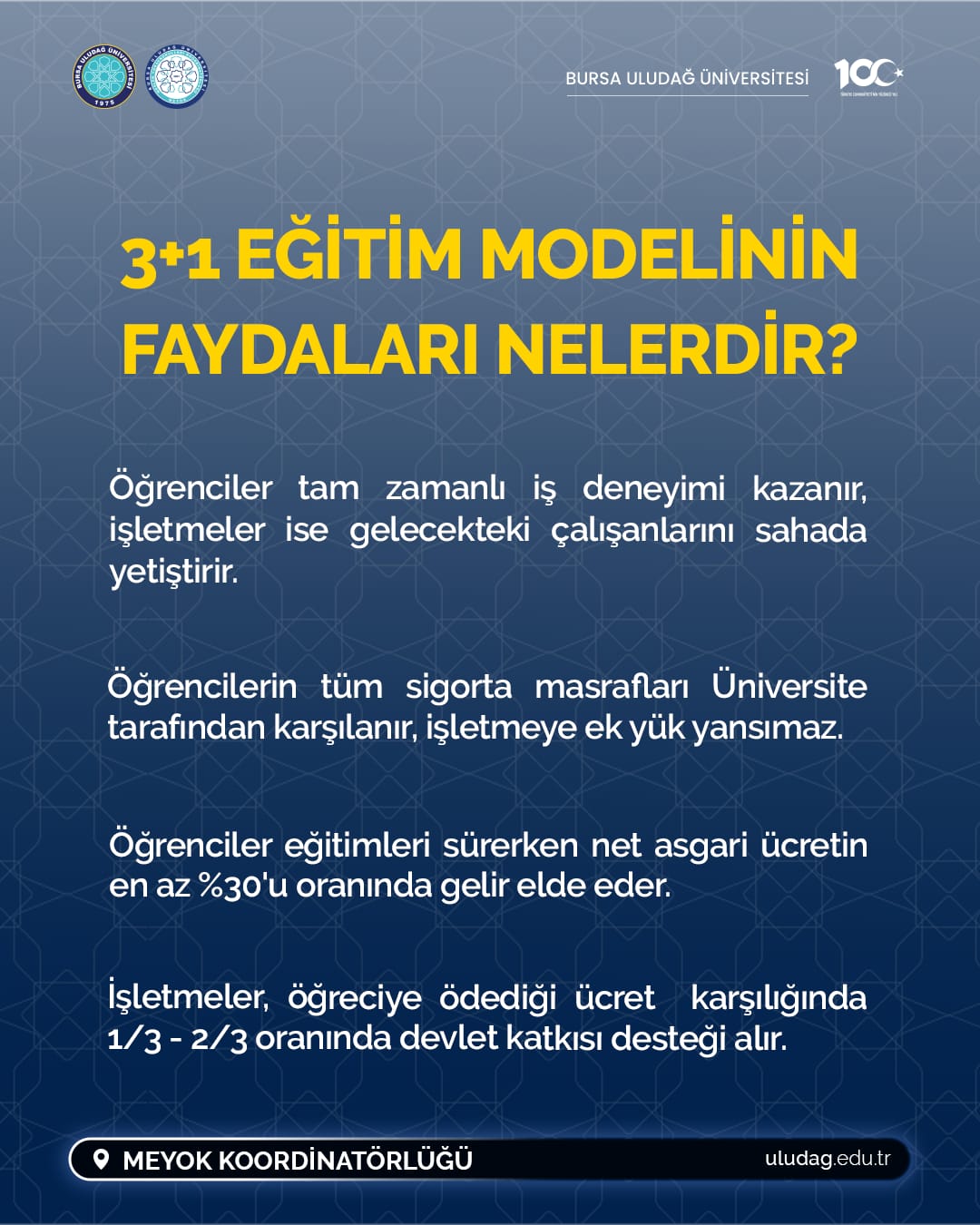 BUÜ’de 3+1 İME Modeli Uygulaması Başlıyor